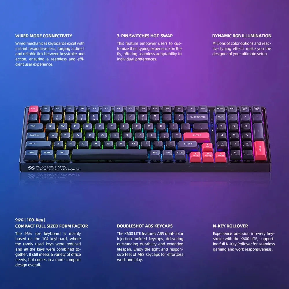 K600 LITE Mechanical Keyboard with RGB Lighting